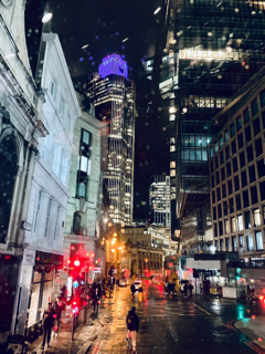 View of the City of London by night