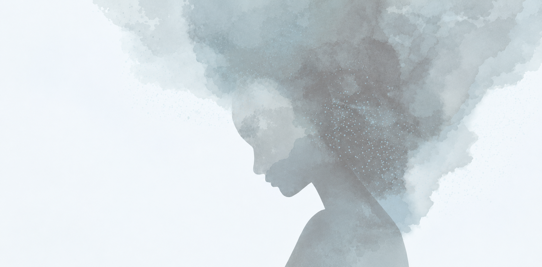 Soft blue-grey title image for Rebound, showing a shadowed side profile of a person with textured hair.